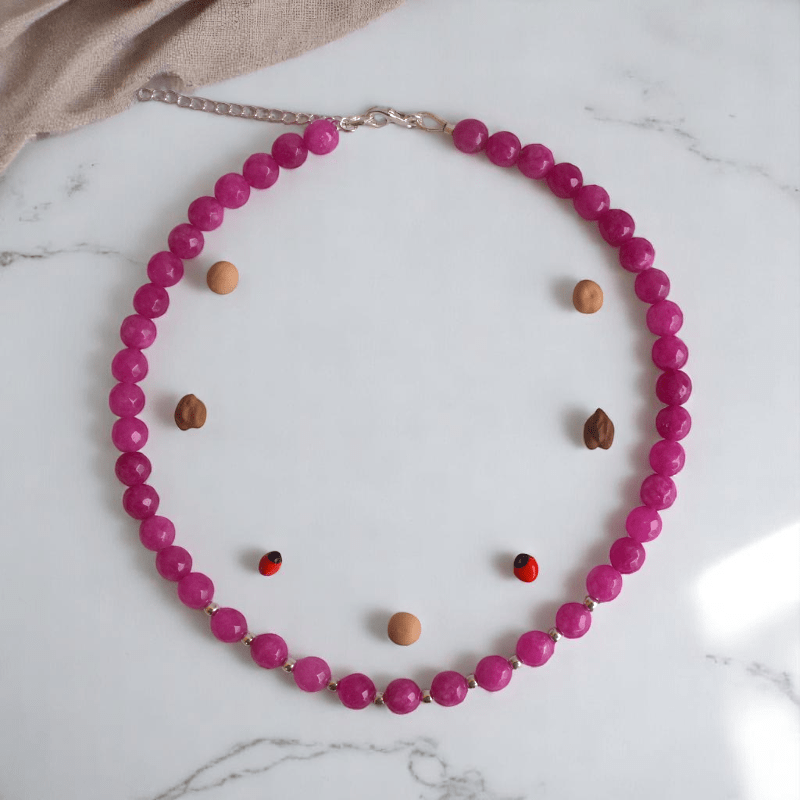 Cherry Blaze Necklace | 925 Silver & Pink Agate Stone - For Girl Kids | Includes: Necklace