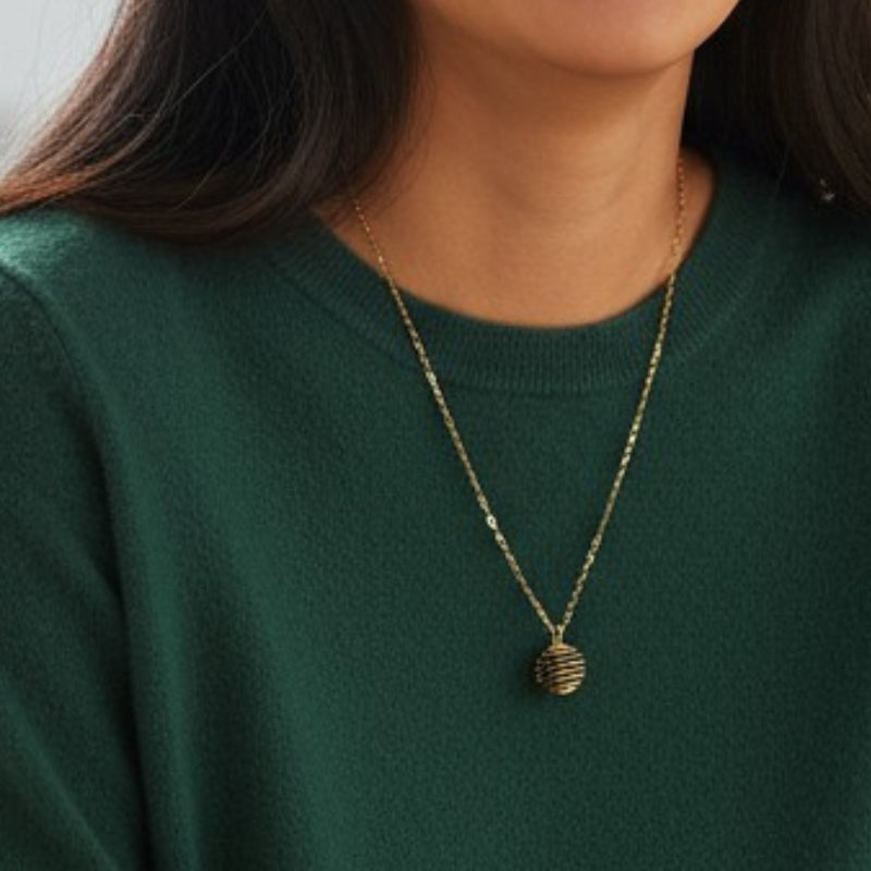 Dainty Whirl immunity Golden Necklace | Garnet Stone - For Women | Includes: Necklace