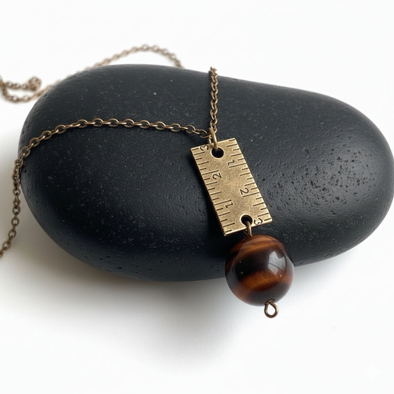 Dainty Bronze Scale Necklace | Red Tiger Eye - For Women | Includes: Necklace