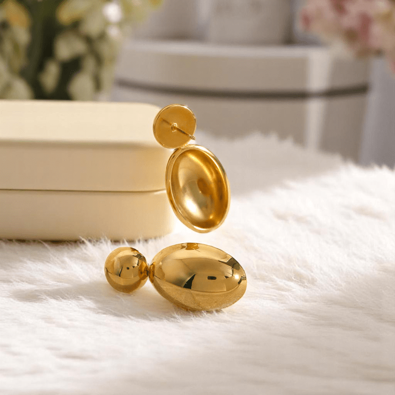 Sleek Chic Earrings | PVD 18K Gold Plated, Stainless Steel, Water Proof - For Women | Includes: Earrings