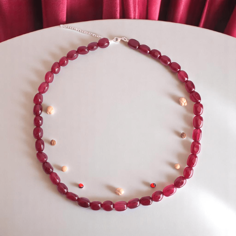 Ruby Soul Necklace | 925 Silver & Red Onyx Stone - For All | Includes: Necklace