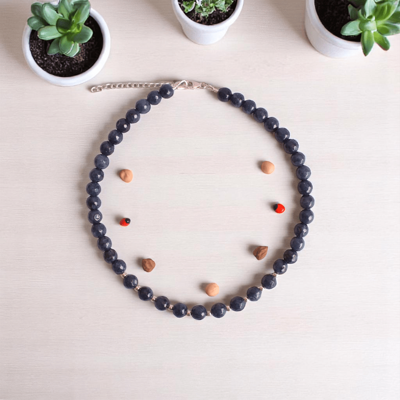 Denim Blue Sapphire Necklace | 925 Silver & Sapphire - For Girl Kids | Includes: Necklace