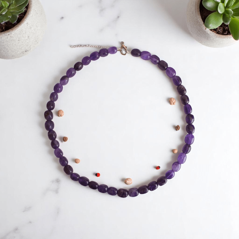 Velvet Fire Necklace | 925 Silver & Amethyst Stone - For All | Includes: Necklace