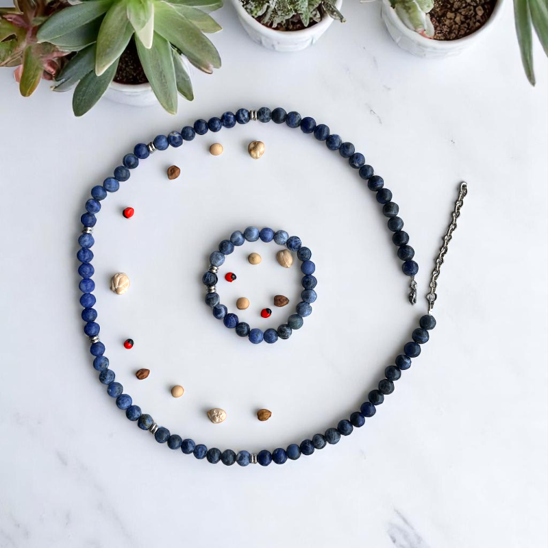Soothe Sodalite Set | Sodalite - For Unisex | Includes: Necklace & Bracelet