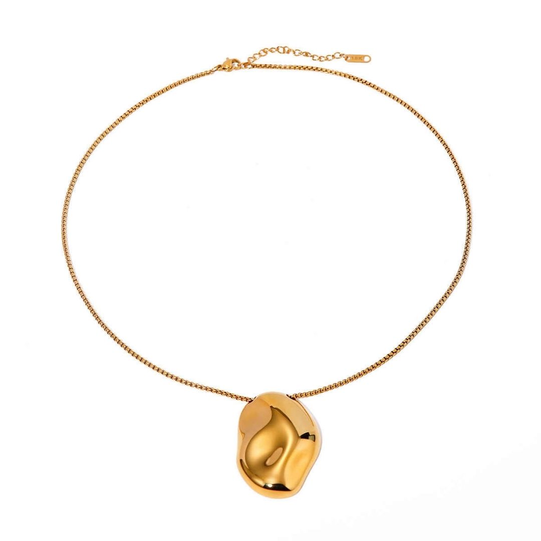 Bold Organic chunky Necklace | PVD 18K Gold Plated, Stainless Steel, Water Proof - For Women | Includes: Necklace