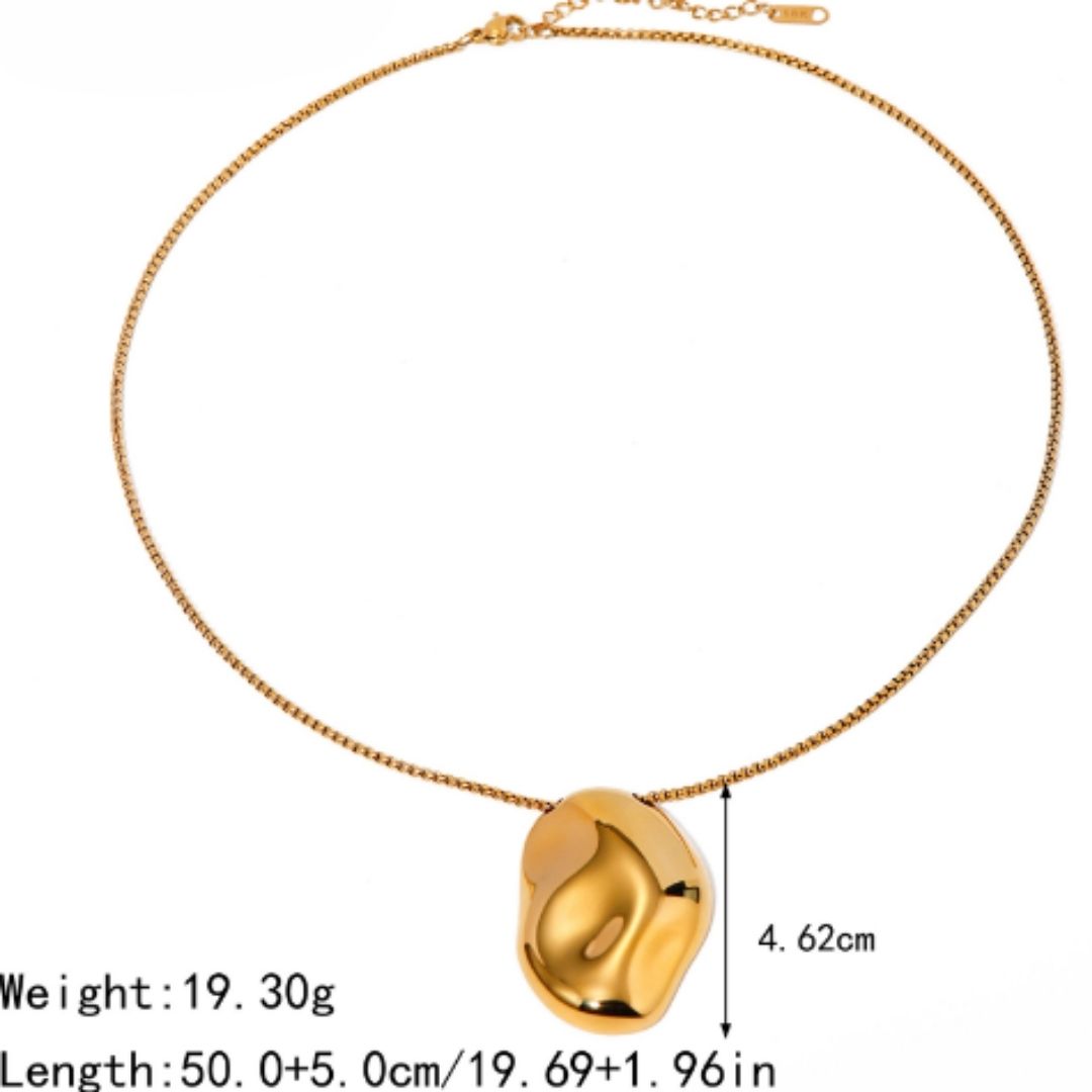 Bold Organic chunky Necklace | PVD 18K Gold Plated, Stainless Steel, Water Proof - For Women | Includes: Necklace