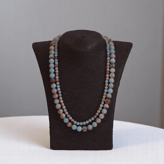 Double Layered Ocean Drift Amulet Necklace | Aqua Terra Jasper Stone - For Women | Includes: Necklace (Set Of 2)