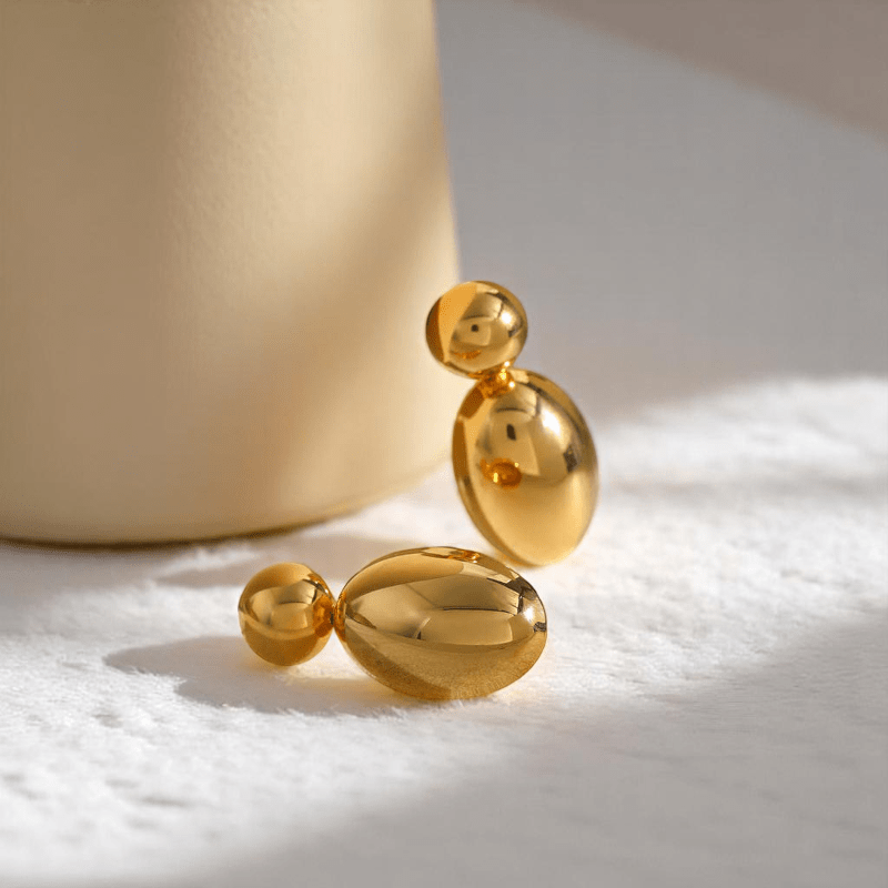 Sleek Chic Earrings | PVD 18K Gold Plated, Stainless Steel, Water Proof - For Women | Includes: Earrings