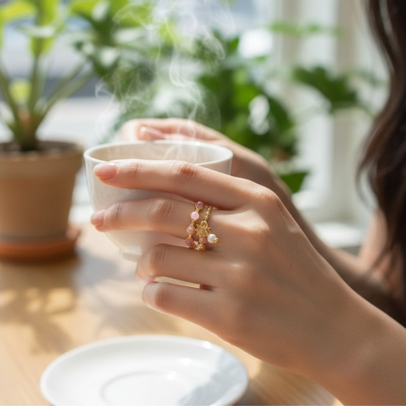 Rose Designer Adjustable Ring | 18K PVD Gold Plated- For Women | Includes: Ring