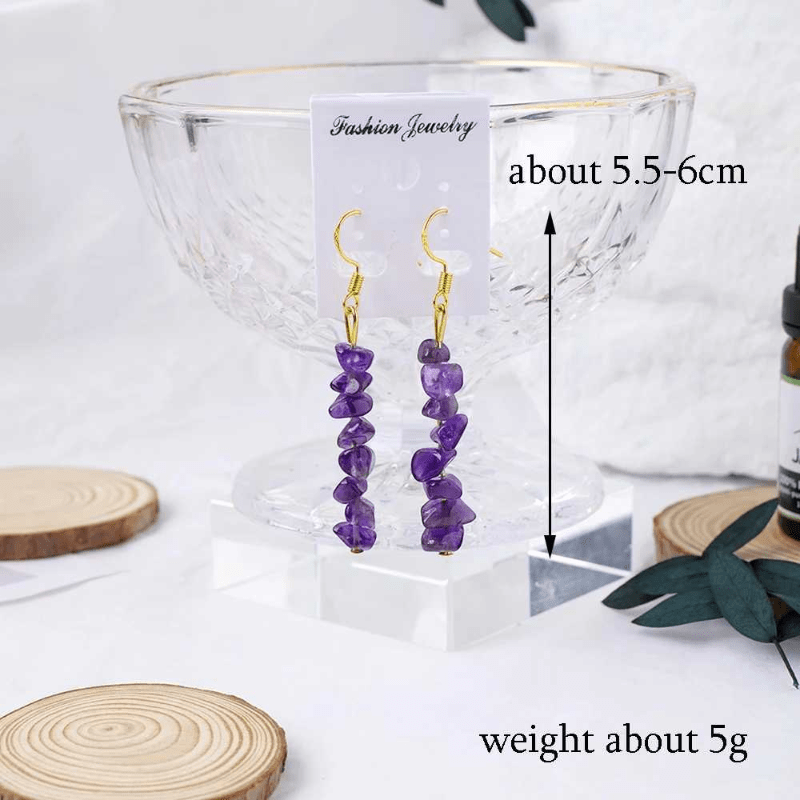 Crystal Whispers Earrings | Amethyst & PVD 18K Gold Plating - For Women | Includes: Earrings