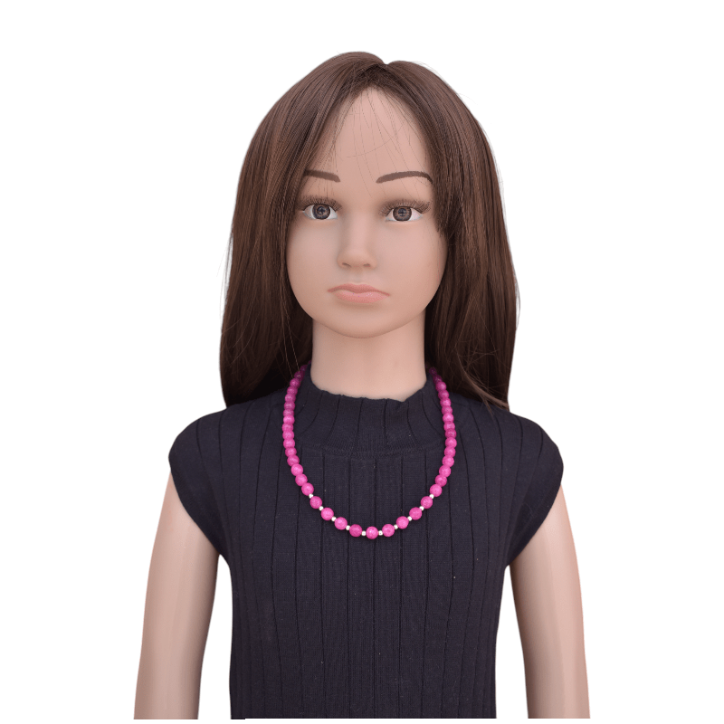 Cherry Blaze Necklace | 925 Silver & Pink Agate Stone - For Girl Kids | Includes: Necklace
