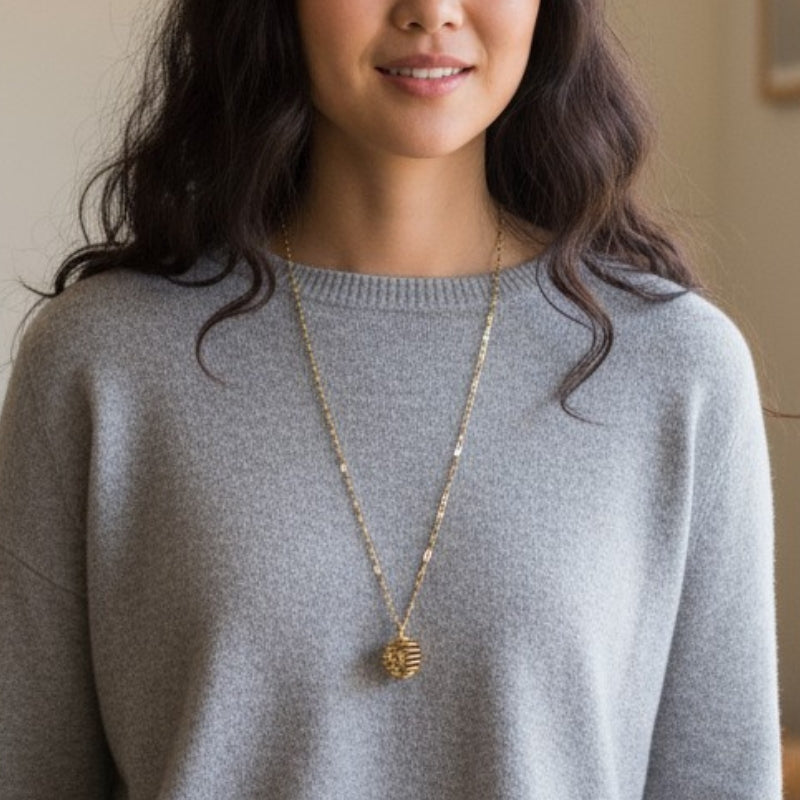 Dainty Whirl immunity Golden Necklace | Garnet Stone - For Women | Includes: Necklace