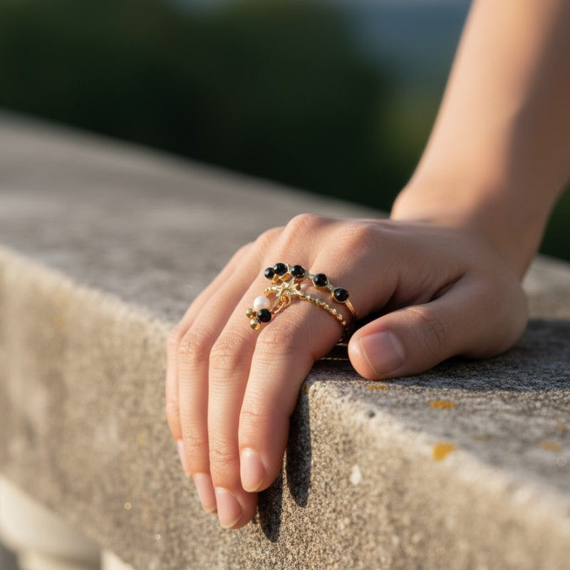 Mystic Designer Adjustable Ring | 18K PVD Gold Plated- For Women | Includes: Ring