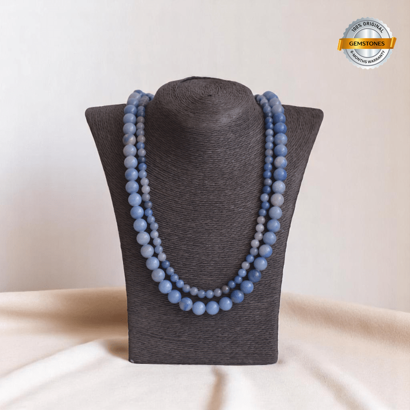Double Layered Skyhunter Necklace | Blue Aventurine Stone - For Women | Includes: Necklace (Set Of 2)