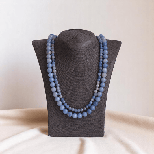 Double Layered Skyhunter Necklace | Blue Aventurine Stone - For Women | Includes: Necklace (Set Of 2)