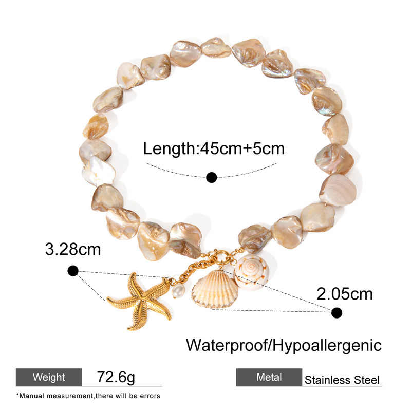 Organic Shell Necklace | PVD 18K Gold Plated, Stainless Steel, Water Proof - For Women | Includes: Necklace