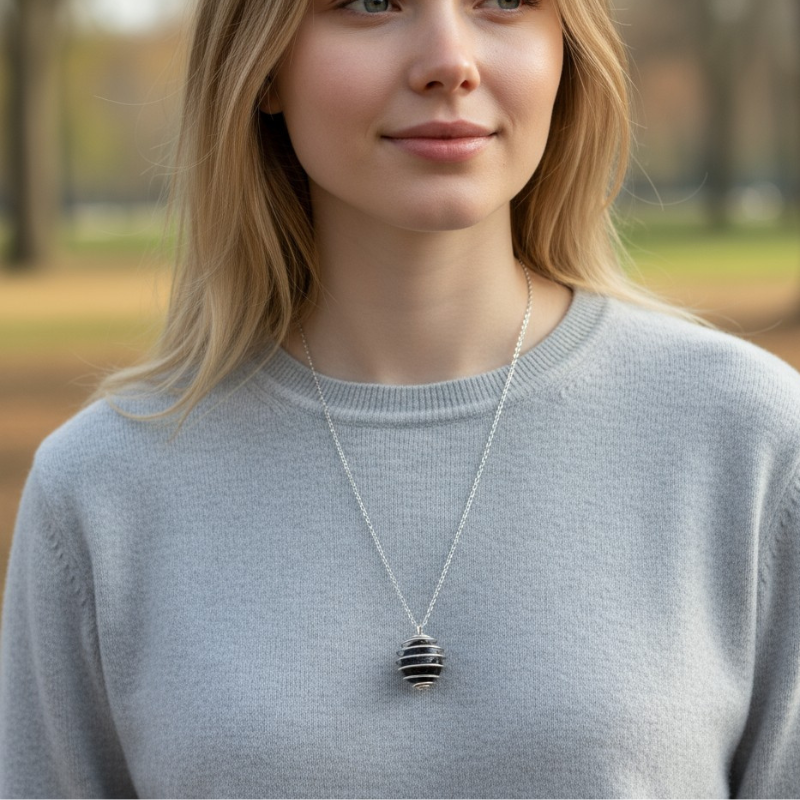 Dainty Whirl immunity Silverish Necklace | Garnet Stone - For Women | Includes: Necklace