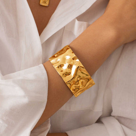 Cuff of Power Bracelet | PVD 18K Gold Plated, Stainless Steel, Water Proof - For Women | Includes: Bracelet
