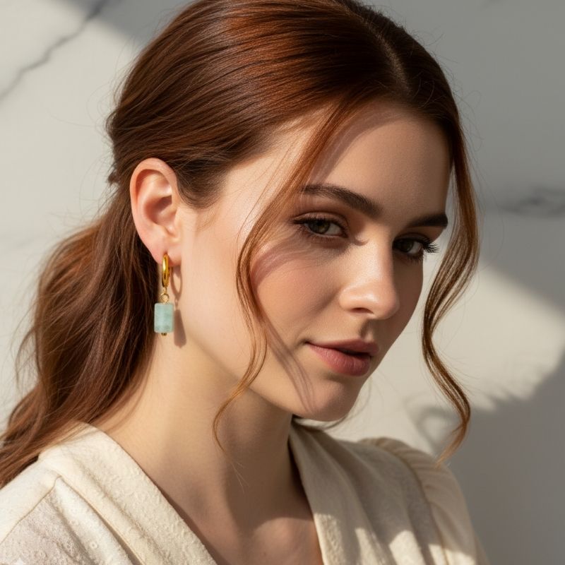 Azure Glow Earrings | Turquoise & 18K PVD Gold Plated Stainless Steel - For Women | Includes: Earrings