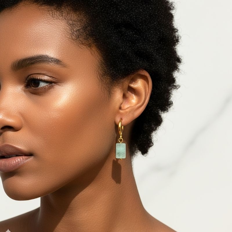 Azure Glow Earrings | Turquoise & 18K PVD Gold Plated Stainless Steel - For Women | Includes: Earrings