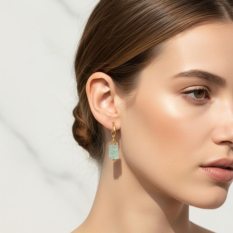 Azure Glow Earrings | Turquoise & 18K PVD Gold Plated Stainless Steel - For Women | Includes: Earrings
