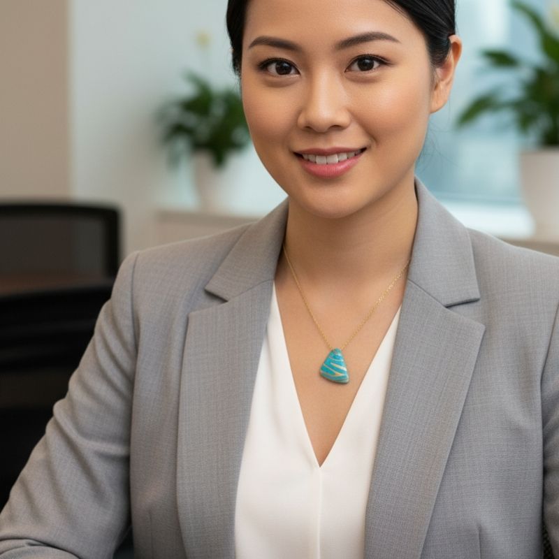 Blue Chunky Triangle Necklace | 18K PVD Gold Plated - For Women | Includes: Necklace