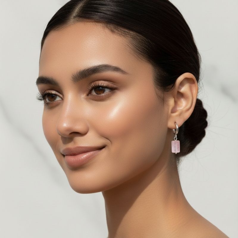 Blush Drop Earrings | Natural Pink Quartz - For Women | Includes: Earrings