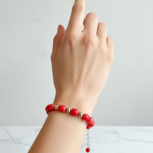 Blush Harmony Silver Bracelet | Pink Jade & 925 Silver – For Women | Includes: Bracelet