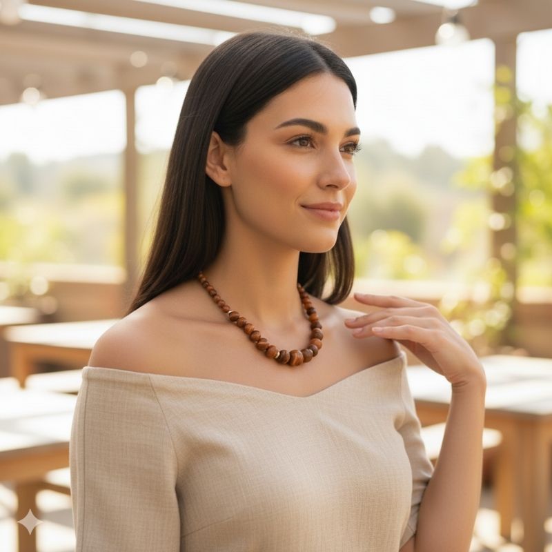 Bold Radiance Necklace | Red Tiger’s Eye Stone - For Women | Includes: Necklace