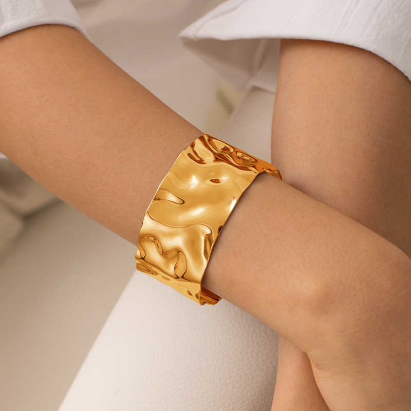 Cuff of Power Bracelet | PVD 18K Gold Plated, Stainless Steel, Water Proof - For Women | Includes: Bracelet
