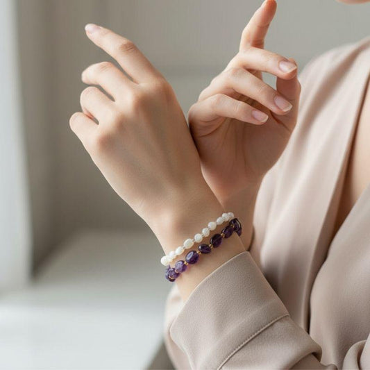 Celestial Calm | Amethyst & Moonstone - For Women | Includes: Bracelets (set of 2)