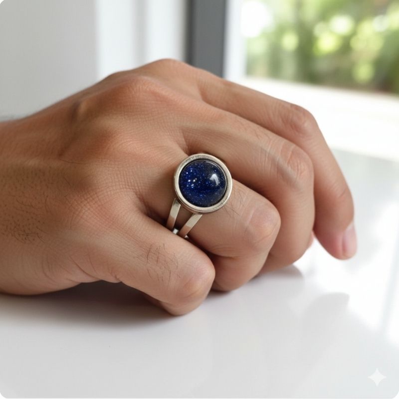 Confidence Adjustable Ring | Blue Sandstone - For Unisex | Includes: Ring