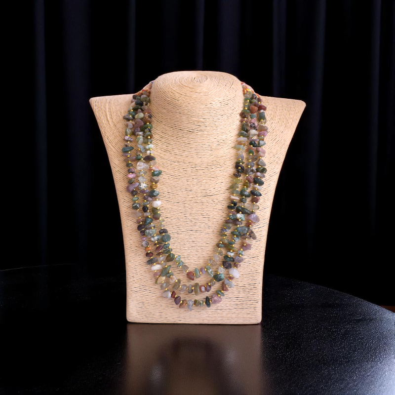 Sacred Earth Layered Necklace | Indian Agate Stone - For Women | Includes: Necklace