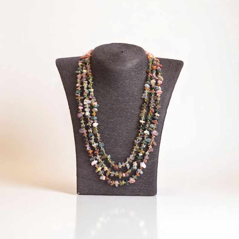 Sacred Earth Layered Necklace | Indian Agate Stone - For Women | Includes: Necklace
