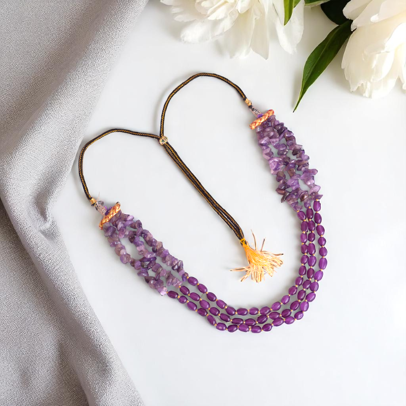 Purple Cosmos Layered Necklace | Amethyst Stone - For Women | Includes: Necklace