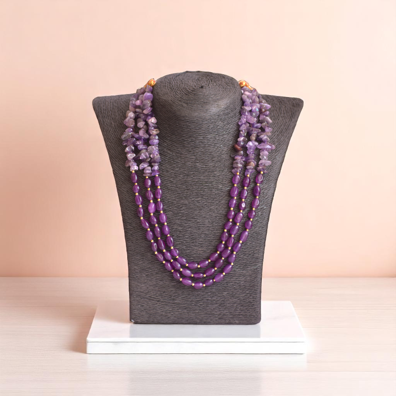 Purple Cosmos Layered Necklace | Amethyst Stone - For Women | Includes: Necklace
