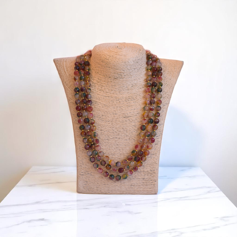 Jewel of Dawn Layered Necklace | Peacock Agate Stone - For Women | Includes: Necklace