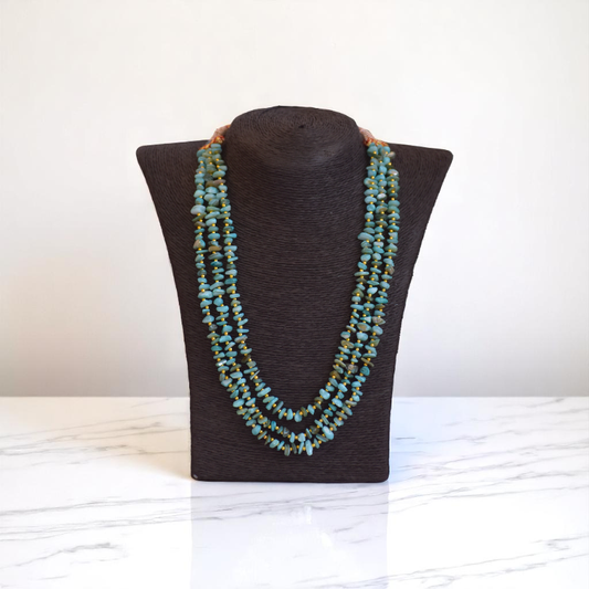 Divine Aqua Layered Necklace | Blue Turquoise Stone - For Women | Includes: Necklace