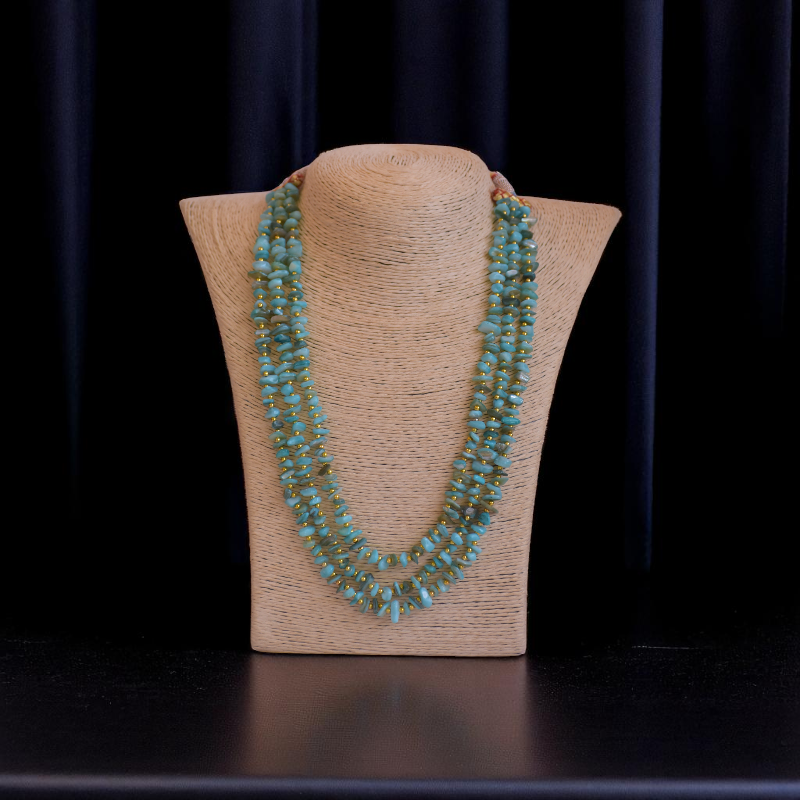 Divine Aqua Layered Necklace | Blue Turquoise Stone - For Women | Includes: Necklace