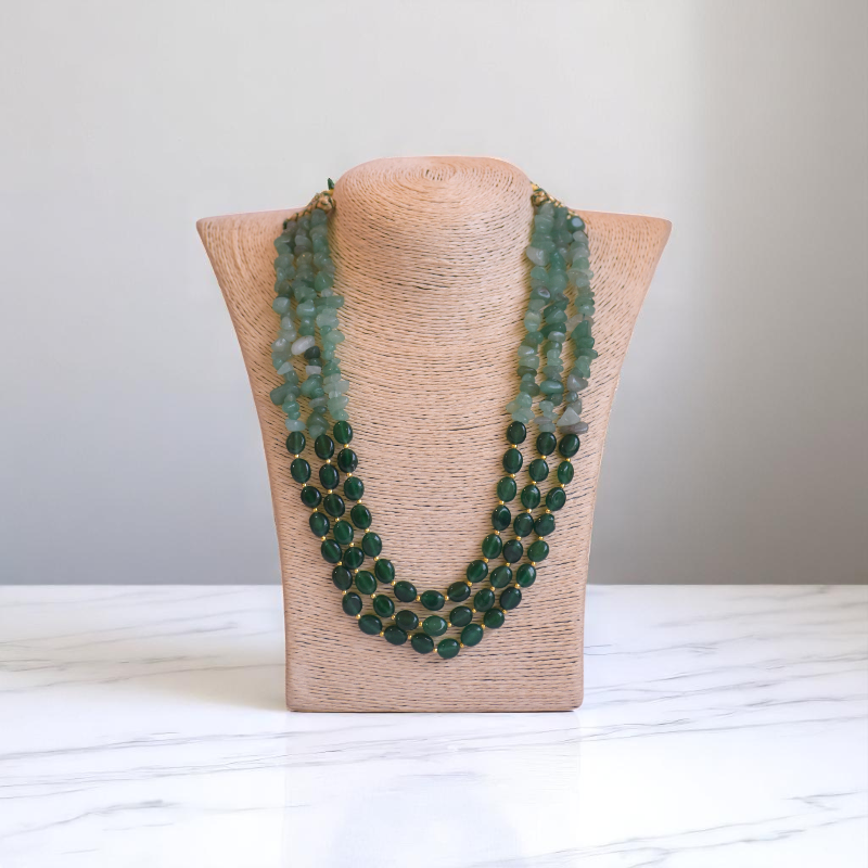 Empress of Emeralds Layered Necklace | Green Aventurine Stone - For Women | Includes: Necklace