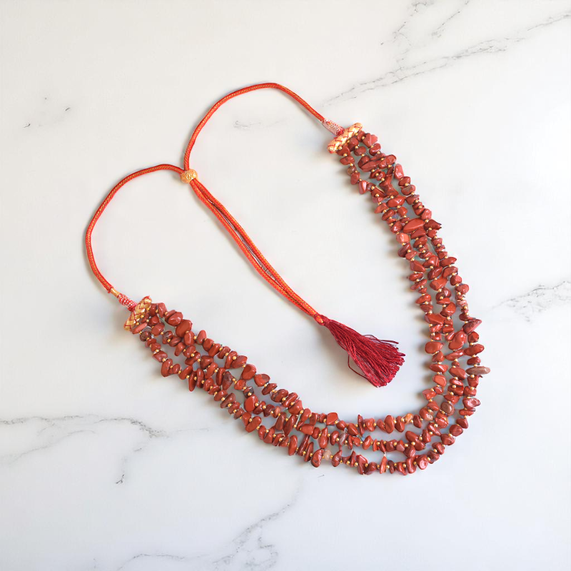 Dynasty Flame Layered Necklace | Red Jasper Stone - For Women | Includes: Necklace