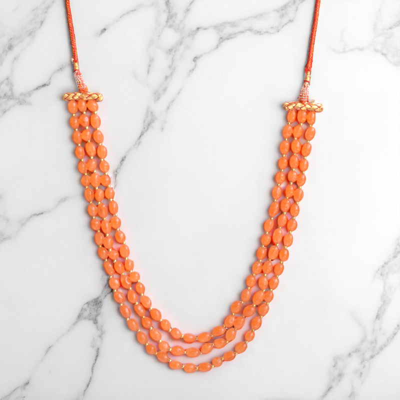 Queen’s Horizon Layered Necklace | Orange Onyx Stone - For Women | Includes: Necklace