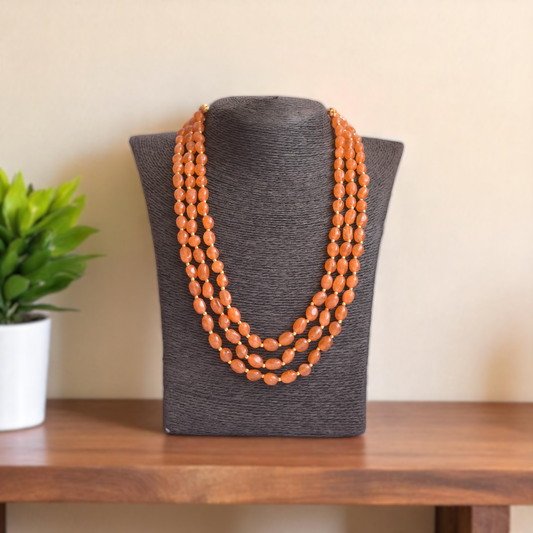 Queen’s Horizon Layered Necklace | Orange Onyx Stone - For Women | Includes: Necklace