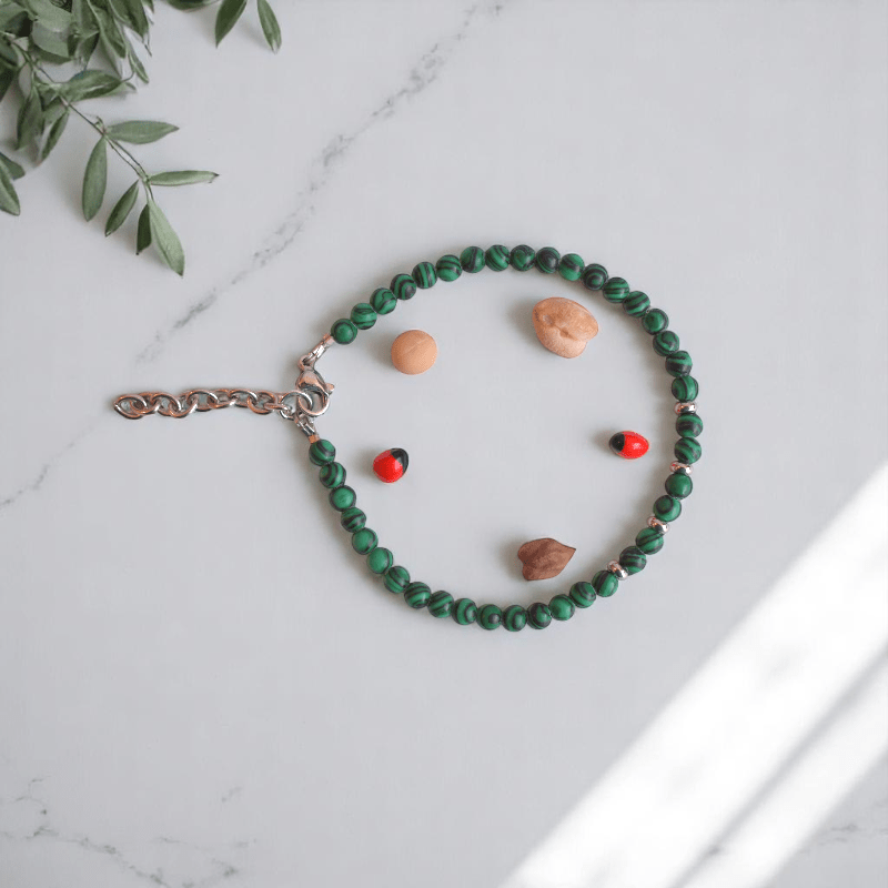Little Forest Charm Anklet | Malachite Stone - For Girl Kids | Includes: Anklet