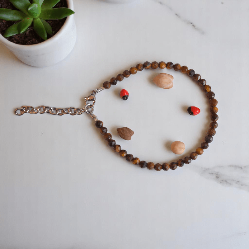 Bold Tiger Eye Anklet | Tiger Eye Stone - For Girl Kids | Includes: Anklet