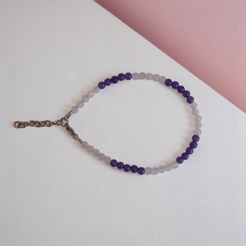 Brave Steps Anklet | Amethyst & Crystal Stone - For Girl Kids | Includes: Anklet