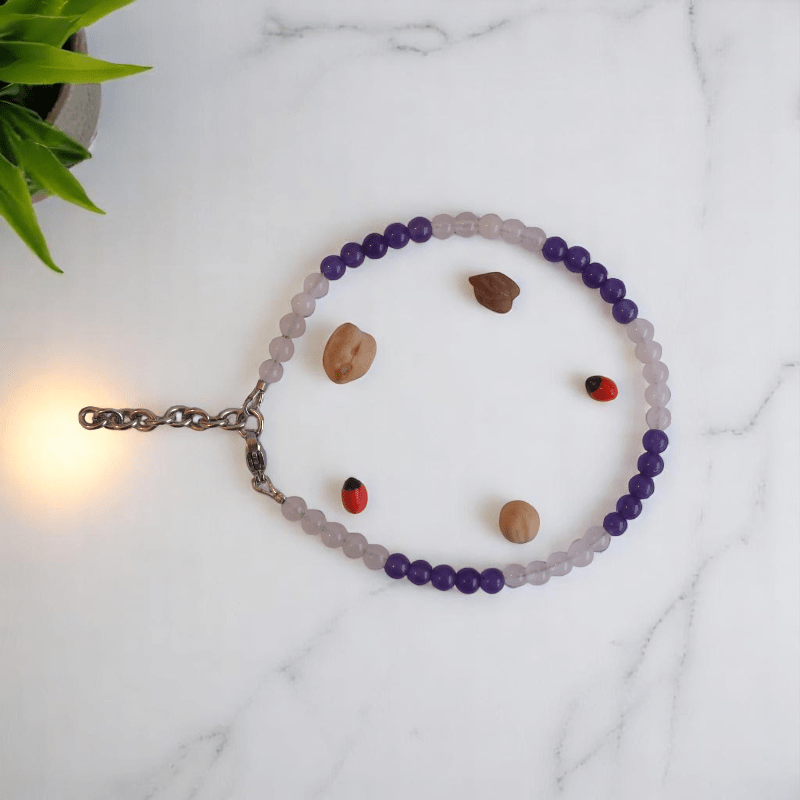 Brave Steps Anklet | Amethyst & Crystal Stone - For Girl Kids | Includes: Anklet