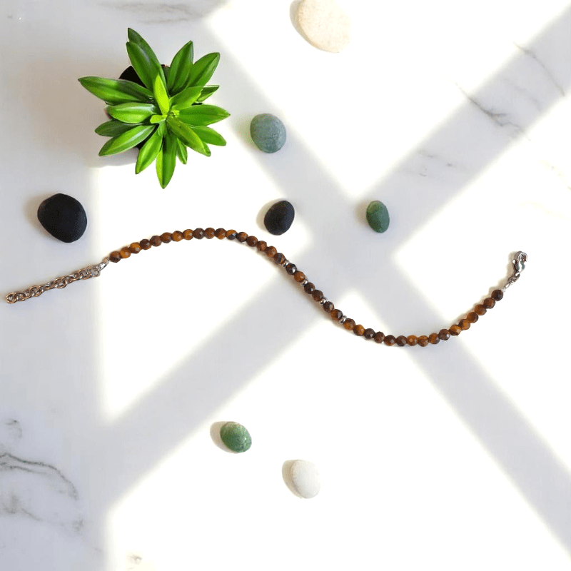 Tiny Tiger Anklet | Tiger Eye Stone - For Girl Kids | Includes: Anklet