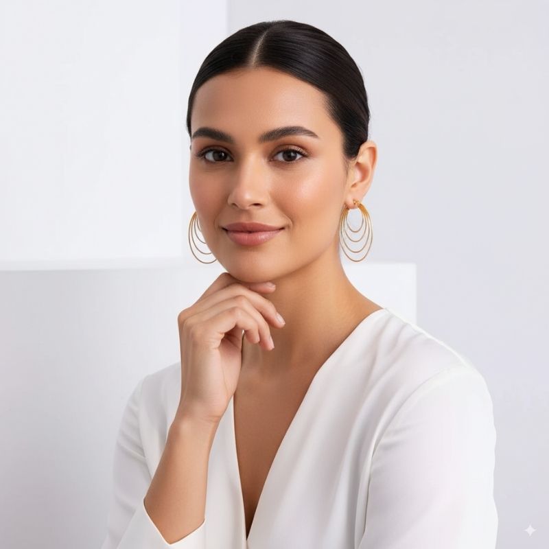 Designer Multi-Layer Earrings | PVD 18K Gold Plated, Stainless Steel, Water Proof- For Women | Includes: Earrings