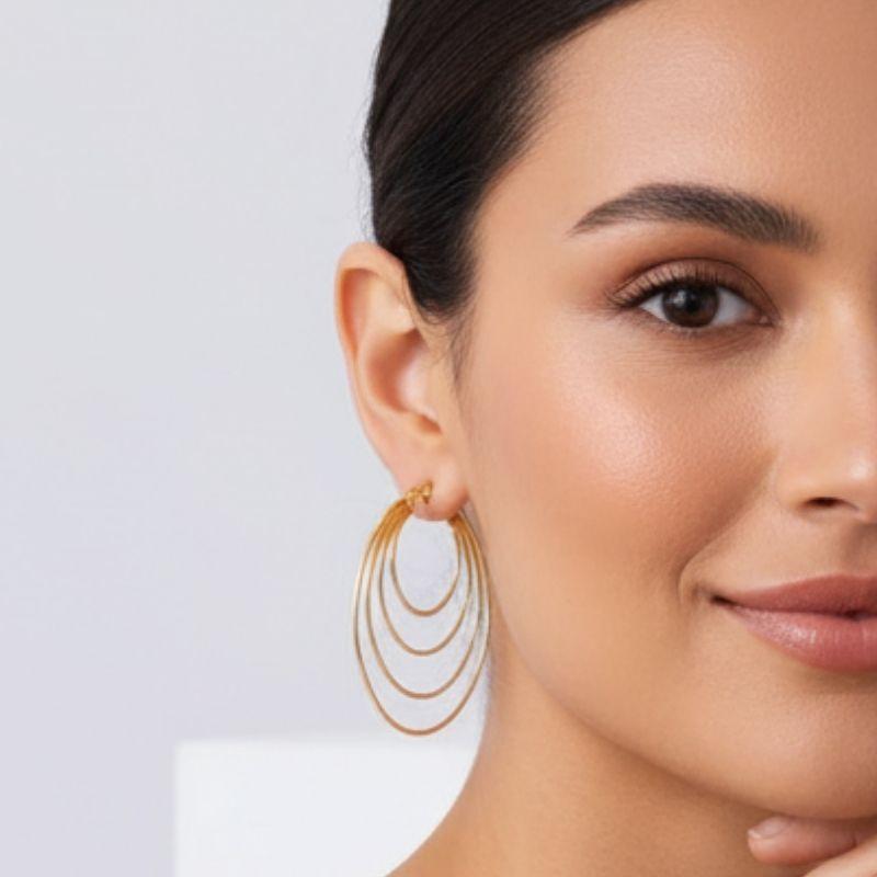 Designer Multi-Layer Earrings | PVD 18K Gold Plated, Stainless Steel, Water Proof- For Women | Includes: Earrings